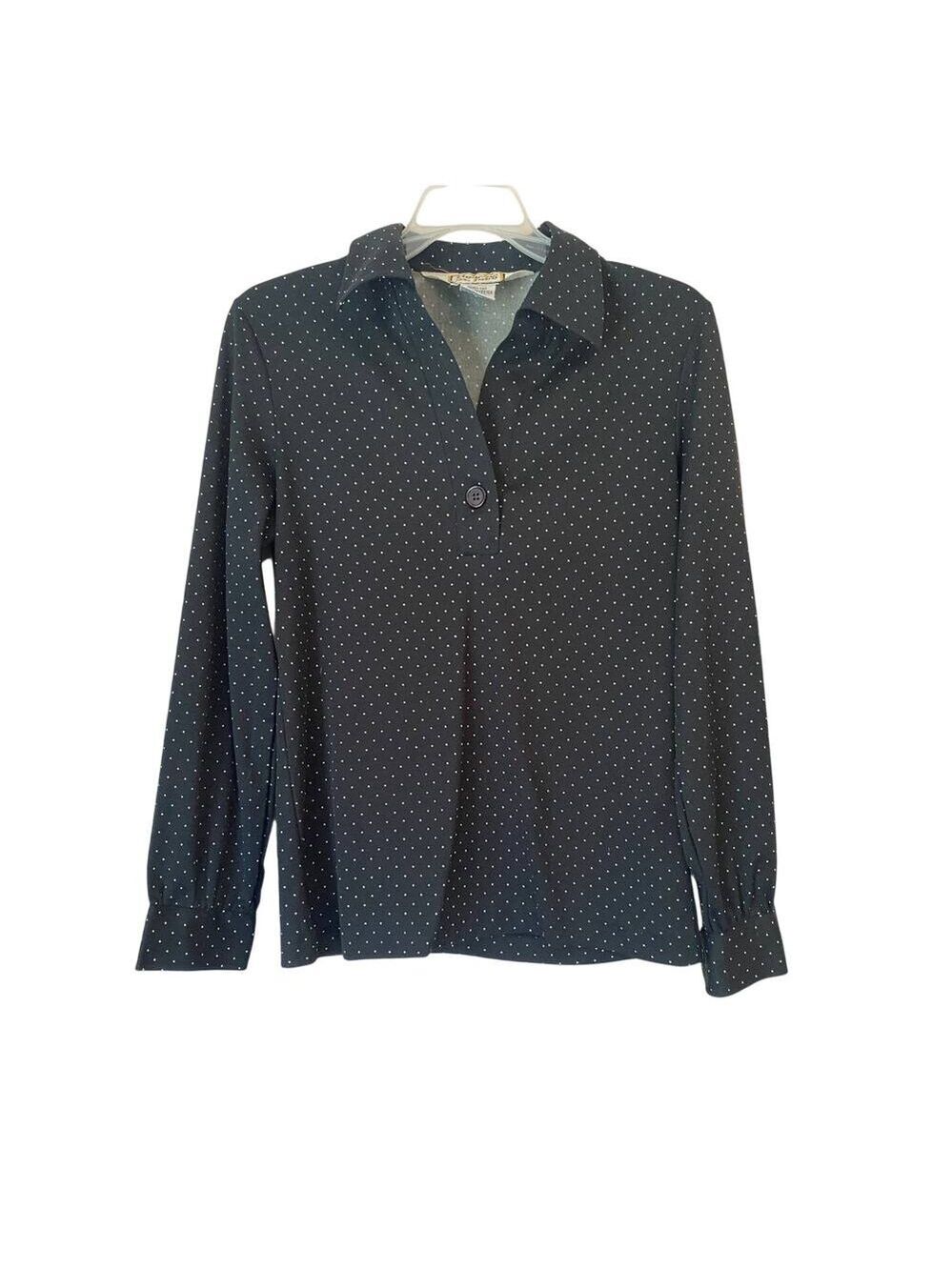 Andrew St. John vintage button top M black polka dot